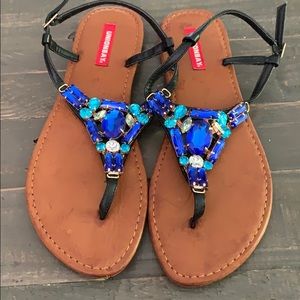 Union Bay embellished blue black sandals size 10